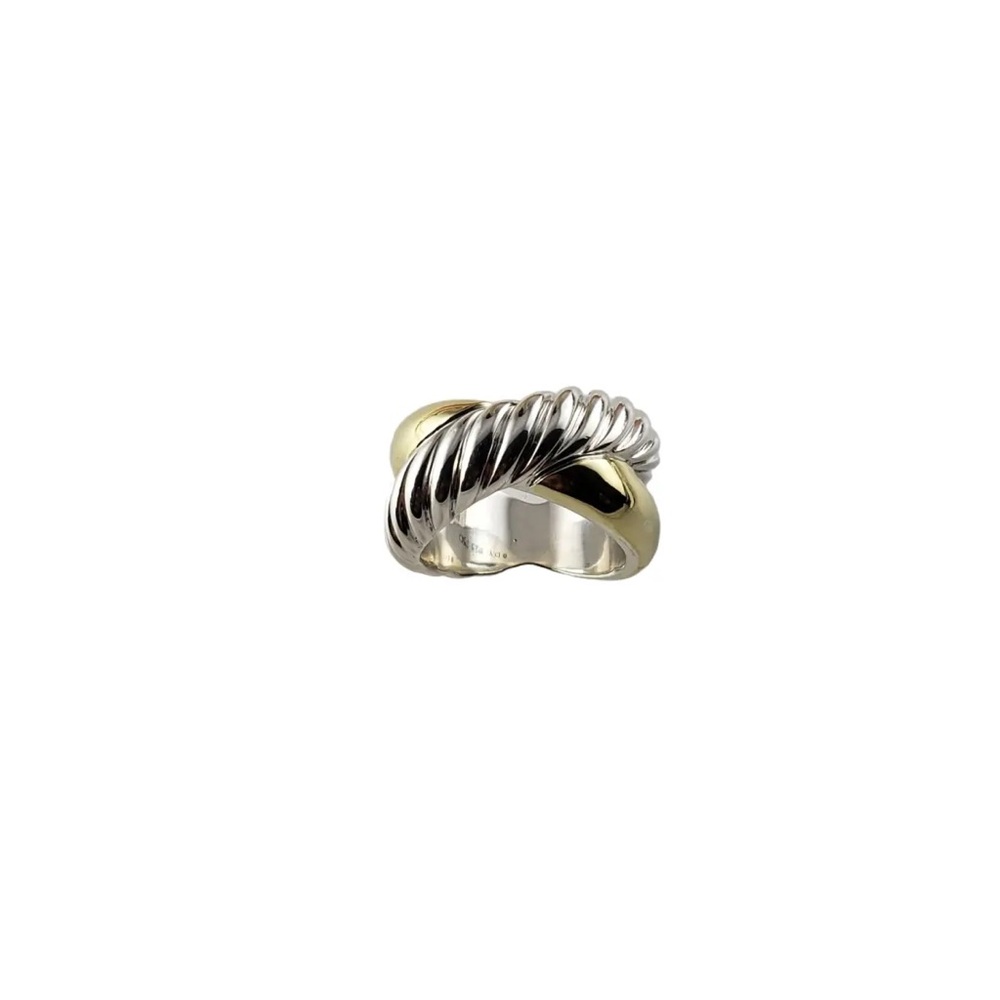 David Yurman Two-Tone Cable Ring Silver and Gold Women's Ring 8